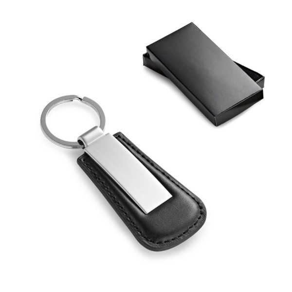 BACHMANN. Metalen sleutelhanger met PU-rand
