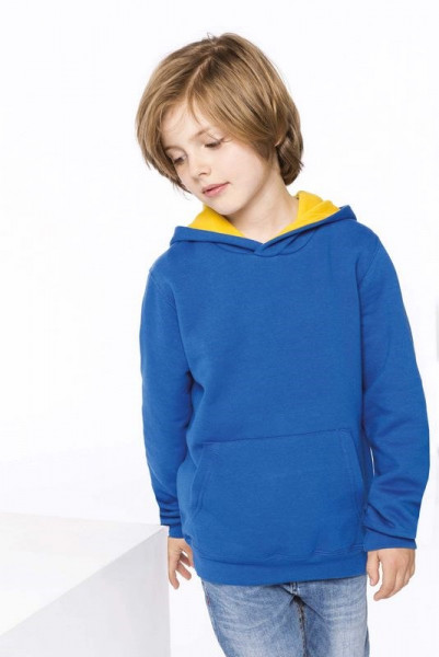 Kariban Kinder hooded sweater met gecontrasteerde capuchon